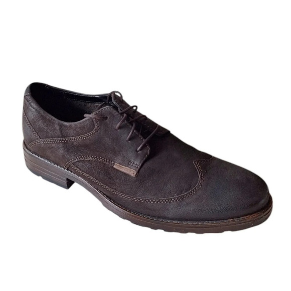 Clarks Mens Denton Dark Brown Leather Modern Wingtips Office Business Casual - Picture 1 of 8